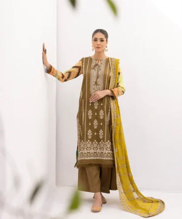 Embroidered Digital Printed Lawn with Embroidered Chiffon Dupatta