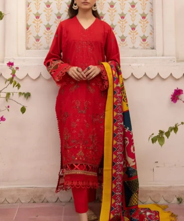 Peach Embroidery with Pure Wool Shawl